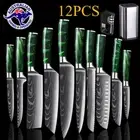 Kitchen Knife Set German Steel Japanese Damascus Pattern Cleaver Chef Knives