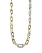 Lagos 18K Yellow Gold & Silver Caviar Lux-Clip Diamond Link Necklace, 18 - Exclusive