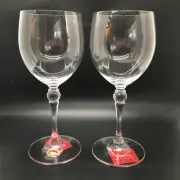 Gorham Crystal Rondelle Water Goblet Stemware Glass Faceted Ball Stem VTG Set 2