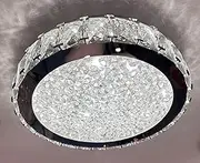 LED K9 Crystal Ceiling Light, Φ30cm Flush Mount, Light Fixture for Living Dining Bedroom Hallway Kitchen Entryway, Corridor, 3 Colors LED (AJ33C)