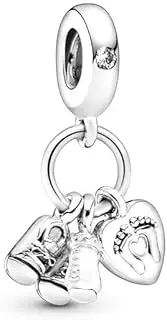 [Generic] Baby Bottle and Shoes Charm 925 Sterling Silver Dangle Charm Compatible with Pandora Charms,and Many Other UK Charm Bracelets., Sterling Silver