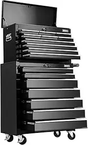 Giantz 17 Drawers Tool Chest Trolley, Lockable Toolbox Tools Storage Box Cabinet Cart Garage Ute Organiser Boxes, 75kg Capacity 2 in 1 Split Unit Sturdy Handle Non-Slip Liners Black