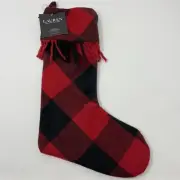LAUREN RALPH LAUREN Check Red Black Christmas Stocking