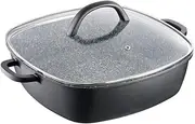 Baccarat STONEX2 Ceramic Non Stick Cast Aluminium Square Casserole with Lid 28cm