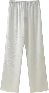 [Generic] Women's Elegant Set Two Piece Tie Loose Long Sleeve Shirt Top Wide Leg Pants Trousers