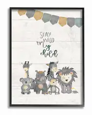 Stupell Stay Wild My Child Animals by Jo Moulton Framed Art