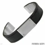 DYRBERG/KERN of DENMARK! Bracelet Made of StSl & Black Leather