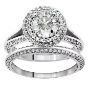 2.00 CT Diamond Encrusted Halo Engagement Ring Set in Platinum (G/H SI)