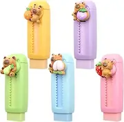 Capybara Retractable Erasers, 5 PCS Cute Fruits Rubber, Push-Pull Rubber Eraser, Pencil Erasers Cute Erasers for Kids Boys Girls Students Capybara Lovers School Office Supply Stationery
