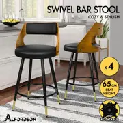 ALFORDSON 4x Swivel Bar Stools Morgan Kitchen Wooden Dining Chair Black