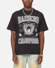 [MITCHELL & NESS] Mitchell & Ness Las Vegas Raiders Pinnacle T-shirt Faded Black - Size M M Faded Black