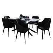 Alfred Dining Table with 6 Elly Chairs Set - Black