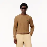 Cable Knit Wool Crew Neck Sweater