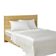 Soft Microfribre Fitted Sheet Satin Set with Pillowcases - White