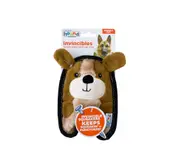Outward Hound Invincibles Mini Plush Stuffing-Less Dog Toy With Squeaker - Puppy Brown