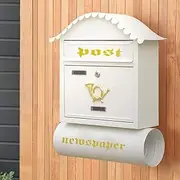 Exquisite Mailbox Creative Mailbox Metal Post Box Large Capacity Home Drop Box with Newspaper Roll Bucket Parcel Box Wall Mount Letter Box Safer
