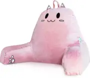SUNSIDE Reading Pillow with Cat Design, Pink Pillows for Sitting in Bed