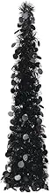vidaXL 120cm Artificial Black Christmas Tree, PET Material, Quick Pop-up, Suitable for Indoor and Outdoor Decoration.