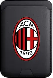 Head Case Designs Officially Licensed AC Milan Plain Graphic Logo Magnetic Credit Card Holder Case Compatible with Apple iPhone and Compatible with MagSafe