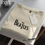 HITAM T 恤 DISTRO THE BEATLES TEXT 黑色優質圓領男童棉質精梳 30 年代上衣男士當代再次