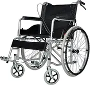 Lightweight Carbon Steel Wheelchair Folding Sport Manual Wheelchair with Handbrake and Swing-Away Footrest, Load 90kg/200lb