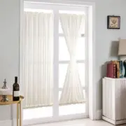 Home French Door Curtains Glass Door Curtain Panel Light Filtering 64x183cm