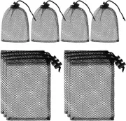 Sliverdew 10PCS Small Mesh Bags Drawstring Black Mesh Drawstring Bag Mini Nyl...