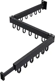 QYINXIU Laundry Clothes Drying Rack Wall Mount, Wall Mounted Coats Hanger, Space Saver Retractable Clothes Rack (Black Rack)
