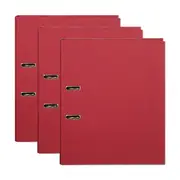 3x Marbig Foolscap PE 75mm Lever Arch File Folder Document Organiser Deep Red