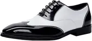 [Generic] Formal Dress Shoes for Men Square Toe Lace Up Black and White for Party Slip On for Business First Layer Decorate Dress Shoes for Men