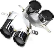 Car Accessories Quad Exhaust Tip Compatible For A6 A7 S Line Up To S6 S7 Exhaust Tip 2016-2018 Stainless Steel Muffler Tip(Silver b)