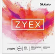 D'Addario Zyex Violin String Set with Silver D, 4/4 Scale, Medium Tension