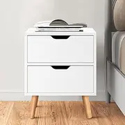 ALFORDSON Bedside Table Wooden Nightstand Cabinet with 2 Drawers, Organiser Storage Shelves Bedroom Living Room Sofa Side Table, 40cm x 30cm x 51cm, White Colour
