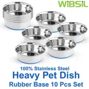 Wibsil Durable & Non-Slip Pet Feeding Heavy Dish, Rubber Base Pack of 10