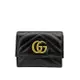 Gucci Marmont Matelasse 絎縫牛皮釦式三折短夾(474802-黑)