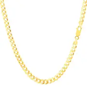 14K Yellow Gold Filled Solid Curb Chain Necklace, 3.6mm Wide