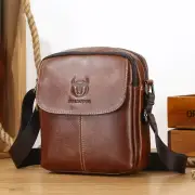 BULLCAPTAIN Men's Genuine Leather Crossbody Bag Business Casual Shoulder Bag Small Fashion Messenger Handbag Stylish Des