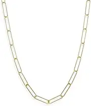 [JewelryWeb] 14k Gld Plated 925 Sterling Silver 21 Paperclip Chain Necklace 53 Centimeters Lobster Clasp Closure Made in It Chain-Necklace for Women and Men
