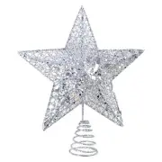 Christmas Tree Star Silver Star Christmas Tree Topper Metal Glitter Star for ...