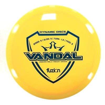 DISC GOLF DYNAMIC DISCS FUZION VANDAL STRAIGHT FAIRWAY DRIVER 174g YELLOW BLUE