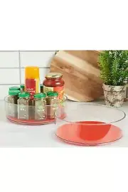 Tidy & Co. 9" Clear Turntable Storage Organizers Red -Set of 2