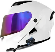 Bluetooth Motorcycle Helmets Dual Mask Anti-Fog Flip Modular Full Face Helmet Adult Helmet ECE Approved for Adult Motorbike Street Bike Moped for Men Women