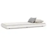 Single Size Bed Frame Wheel Floor Solid Pine Wood Mattress Base Platform White