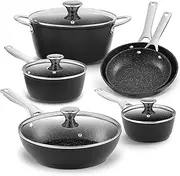 Induction Cookware Nonstick, Pots and Pans Set for Induction Cooktop, Compatible with All Stoves, Dishwasher Safe Kitchen Cooking Pan Set with Frying Pans, Saucepans & Stockpot, 10-Piece