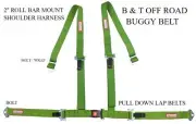 RACERDIRECT LIME GREEN 4 POINT SEAT BELT HARNESS ROLL BAR MOUNT BOLT IN