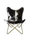 Indien Black/White Leather Lounge Chair-Genuine Goat Hair Leather Chair PL2-153