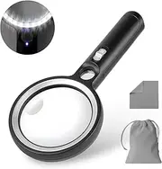 Magnifying Glass with 30 LED Lights, 10X 20X 45X Lighted Magnifying Glass Handheld with 1UV Light for Seniors Reading, Inspection, Close Work, Vision Aids, Magnifier with Light Gifts for Elderly
