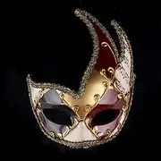 Harlequin Arlecchino Carnival Mask Venetian Mask Columbina Adults' Men's Half Face Party Masquerade Carnival of Venice Halloween Carnival Mardi Gras Easy Carni