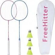 FreeHitter Badminton Racket Set with Carrying Case for Backyard Games, 2 Players Includes 2 Rackets, 3 Nylon shuttlecocks; 4 Players Includes 4 Rackets, 6 Nylon shuttlecocks, Recommend for Beginners