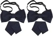 LUOZZY 2 Sets Men Pre-Tied Bow Ties Pocket Square Handkerchief for Bridegroom Groomsmen Wedding Party